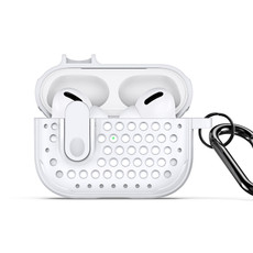 For AirPods Pro DUX DUCIS PECM Series Split Peak Hollow Earphone Case with Hook(White)