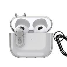 For AirPods 3 DUX DUCIS PECL Series Split Transparent Earphone Case with Hook(Grey)