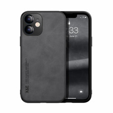 For iPhone 12 mini Skin Feel Magnetic Leather Back Phone Case (Dark Grey)