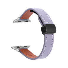 For Apple Watch Ultra 2 49mm Slim Magnetic Buckle Genuine Leather Watch Band(Plain Purple) For Apple Watch Ultra 2 49mm Slim Magnetic Buckle Genuine Leather Watch Band(Plain Purple)