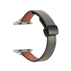 For Apple Watch SE 2023 44mm Slim Magnetic Buckle Genuine Leather Watch Band(Plain Avocado Green) For Apple Watch SE 2023 44mm Slim Magnetic Buckle Genuine Leather Watch Band(Plain Avocado Green)