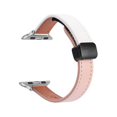 For Apple Watch Series 7 45mm Slim Magnetic Buckle Genuine Leather Watch Band(Plain Beige Pink) For Apple Watch Series 7 45mm Slim Magnetic Buckle Genuine Leather Watch Band(Plain Beige Pink)