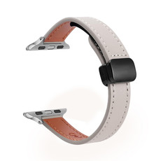 For Apple Watch Series 4 40mm Slim Magnetic Buckle Genuine Leather Watch Band(Plain Grey) For Apple Watch Series 4 40mm Slim Magnetic Buckle Genuine Leather Watch Band(Plain Grey)