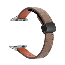 For Apple Watch SE 40mm Slim Magnetic Buckle Genuine Leather Watch Band(Litchi Coffee) For Apple Watch SE 40mm Slim Magnetic Buckle Genuine Leather Watch Band(Litchi Coffee)