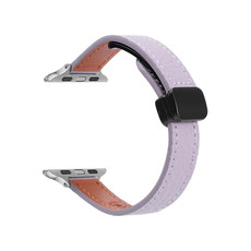 For Apple Watch SE 2023 44mm Slim Magnetic Buckle Genuine Leather Watch Band(Litchi Lavender) For Apple Watch SE 2023 44mm Slim Magnetic Buckle Genuine Leather Watch Band(Litchi Lavender)