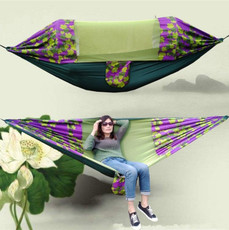 Outdoor Camping Mosquito-Proof Shade Hammock Parachute Cloth Printed Mosquito Net Hammock, Size: 275X145cm(Maple Leaf)