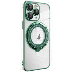 For iPhone 11 Pro Electroplating MagSafe 360 Degree Rotation Holder Shockproof Phone Case(Dark Green)