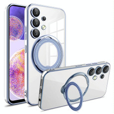 For Samsung Galaxy A23 4G / A23 5G Electroplating MagSafe 360 Degree Rotation Holder Shockproof Phone Case(Blue)