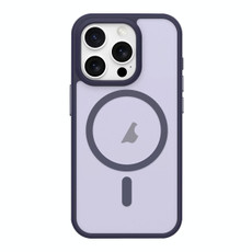 For iPhone 14 Pro Max Metal Button Skin Feel Matte MagSafe Shockproof Phone Case(Purple)