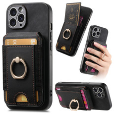 For iPhone 11 Pro Retro Splitable Magnetic Stand Card Bag Leather Phone Case(Black)