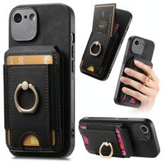 For iPhone 7 / 8 / SE 2022 Retro Splitable Magnetic Stand Card Bag Leather Phone Case(Black)