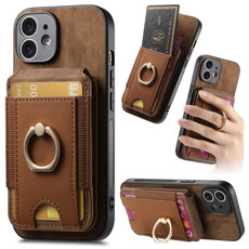 For iPhone 12 Retro Splitable Magnetic Stand Card Bag Leather Phone Case(Brown)