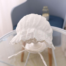 MZ4790 Cotton Baby Princess Hat Lacing Cloth Hat, Size: 44-48cm(White)