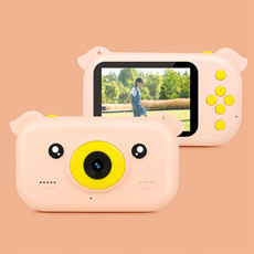 2.4 inch Screen 1080P High-definition Shatter-resistant Ultra-thin Children Camera HD Photo and Video, Style:No Memory Card(Orange Pink)