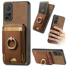 For Xiaomi Mi 10T Pro Retro Splitable Magnetic Stand Card Bag Leather Phone Case(Brown)