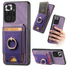 For Xiaomi Redmi Note 10 Pro 4G Retro Splitable Magnetic Stand Card Bag Leather Phone Case(Purple)