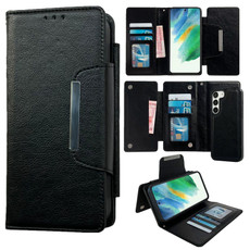 For Samsung Galaxy S21 FE 5G Multifunctional 7-Card Wallet Leather Phone Case(Black)