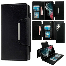 For Samsung Galaxy S22 Ultra 5G Multifunctional 7-Card Wallet Leather Phone Case(Black)