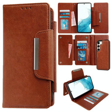 For Samsung Galaxy S22 5G Multifunctional 7-Card Wallet Leather Phone Case(Brown)