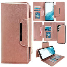 For Samsung Galaxy S22 5G Multifunctional 7-Card Wallet Leather Phone Case(Rose Gold)