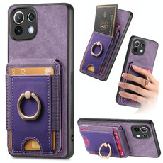 For Xiaomi Mi 11 Lite Retro Splitable Magnetic Stand Card Bag Leather Phone Case(Purple)