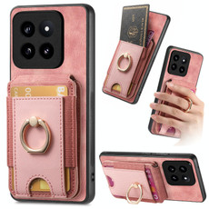 For Xiaomi 14 Retro Splitable Magnetic Stand Card Bag Leather Phone Case(Pink)