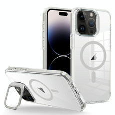 For iPhone 14 Pro J2 High Transparent MagSafe Magnetic Frame Holder Phone Case(Grey)
