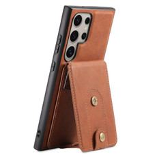 For Samsung Galaxy S23 Ultra 5G Denior D14 NK Retro Pattern MagSafe Magnetic Card Holder Leather Phone Case(Brown)