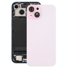 For iPhone 15 Plus Battery Back Cover with Camera Lens Cover + MagSafe Magnet(Pink)