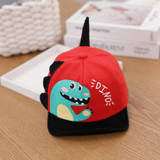 C0306 Spring Cartoon Dinosaur Pattern Baby Peaked Caps Infant Sunhat, Size: 48cm Adjustable(Red)