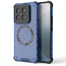 For Xiaomi 14 Pro Honeycomb Magnetic Ring Shockproof Phone Case(Blue)