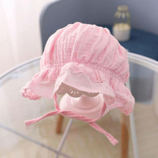 MZ4790 Cotton Baby Princess Hat Lacing Cloth Hat, Size: 44-48cm(Pink)