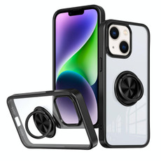 For iPhone 14 Ring Holder PC Hybrid TPU Phone Case(Black)