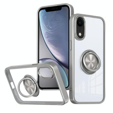 For iPhone XR Ring Holder PC Hybrid TPU Phone Case(Grey)