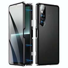 For Sony Xperia 1 V HD Magnetic Metal Tempered Glass Phone Case(Black) For Sony Xperia 1 V HD Magnetic Metal Tempered Glass Phone Case(Black)