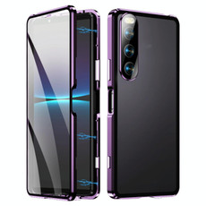 For Sony Xperia 10 V HD Magnetic Metal Tempered Glass Phone Case(Purple) For Sony Xperia 10 V HD Magnetic Metal Tempered Glass Phone Case(Purple)
