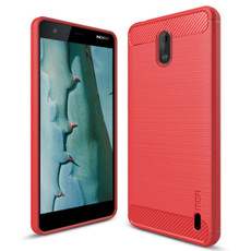 MOFI Brushed Texture Carbon Fiber Soft TPU Case for Nokia 2 (Red)