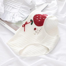 6 PCS Cotton Mid-waist Love Strawberry Ladies Briefs (Color:Strawberry On The Left Size:M)