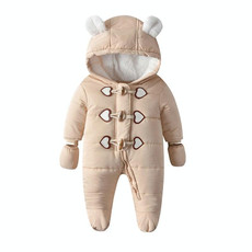 Quilted And Velvet Warm Baby Onesies (Color:Khaki Size:73)