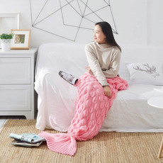 Mermaid Tail Knitted Blanket Fish Tail Blanket, Size:60x140cm(Pink) Mermaid Tail Knitted Blanket Fish Tail Blanket, Size:60x140cm(Pink)