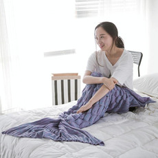 Mermaid Tail Knitted Blanket Fish Tail Blanket, Size:60x140cm(Light Purple) Mermaid Tail Knitted Blanket Fish Tail Blanket, Size:60x140cm(Light Purple)