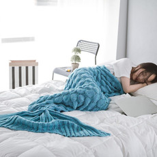 Mermaid Tail Knitted Blanket Fish Tail Blanket, Size:60x140cm(Lake Blue) Mermaid Tail Knitted Blanket Fish Tail Blanket, Size:60x140cm(Lake Blue)