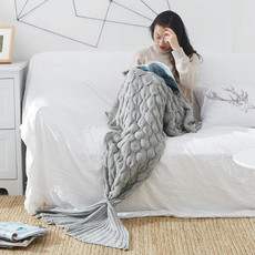 Mermaid Tail Knitted Blanket Fish Tail Blanket, Size:60x140cm(Gray) Mermaid Tail Knitted Blanket Fish Tail Blanket, Size:60x140cm(Gray)