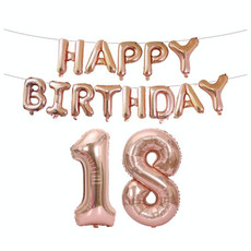 Birthday Decoration Aluminum Foil Balloon 40 Inch Big Number Aluminum Foil Balloon Decoration Set, Style:18(Rose Gold)
