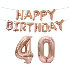 Birthday Decoration Aluminum Foil Balloon 40 Inch Big Number Aluminum Foil Balloon Decoration Set, Style:40(Rose Gold)