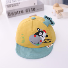 MZ9513 Calf Pattern Baby Peaked Cap Children Autumn Hat Soft Brim Baby Beanie, Size: 48cm Adjustable(Yellow)