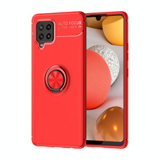 For Samsung Galaxy A42 5G Metal Ring Holder 360 Degree Rotating TPU Case(Red+Red)