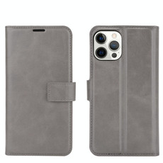 For iPhone 12 Pro Max Retro Calf Pattern Buckle Horizontal Flip Leather Case with Holder & Card Slot & Wallet(Gray)