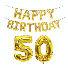 Birthday Decoration Aluminum Foil Balloon 40 Inch Big Number Aluminum Foil Balloon Decoration Set, Style:50(Golden)