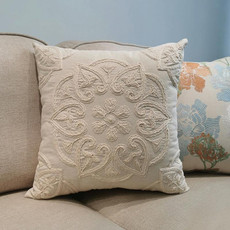 Cotton Cord Embroidery Pillow Cushion Cover without Core, Size: 50x50cm(White)